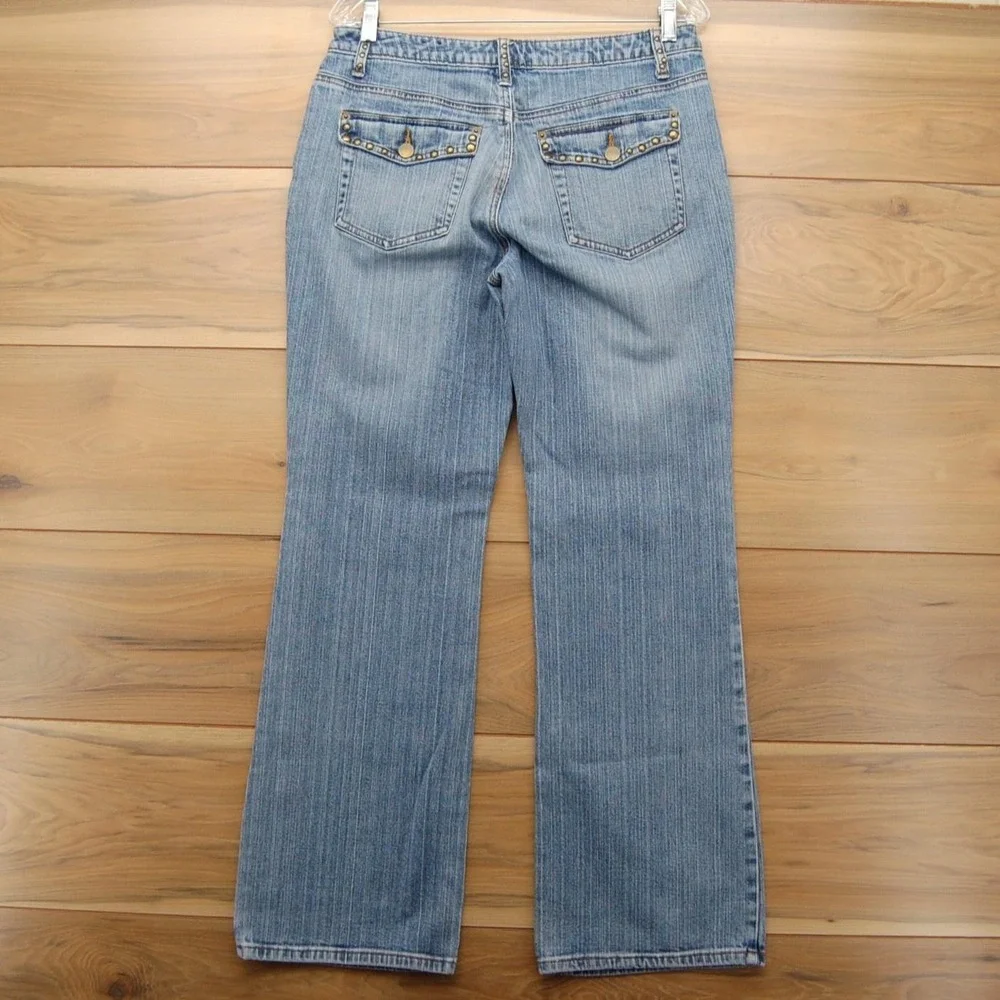 a.n.a A New Approach Jeans Womens 10 Blue Light Wash Studded‎ Mid Rise Bootcut